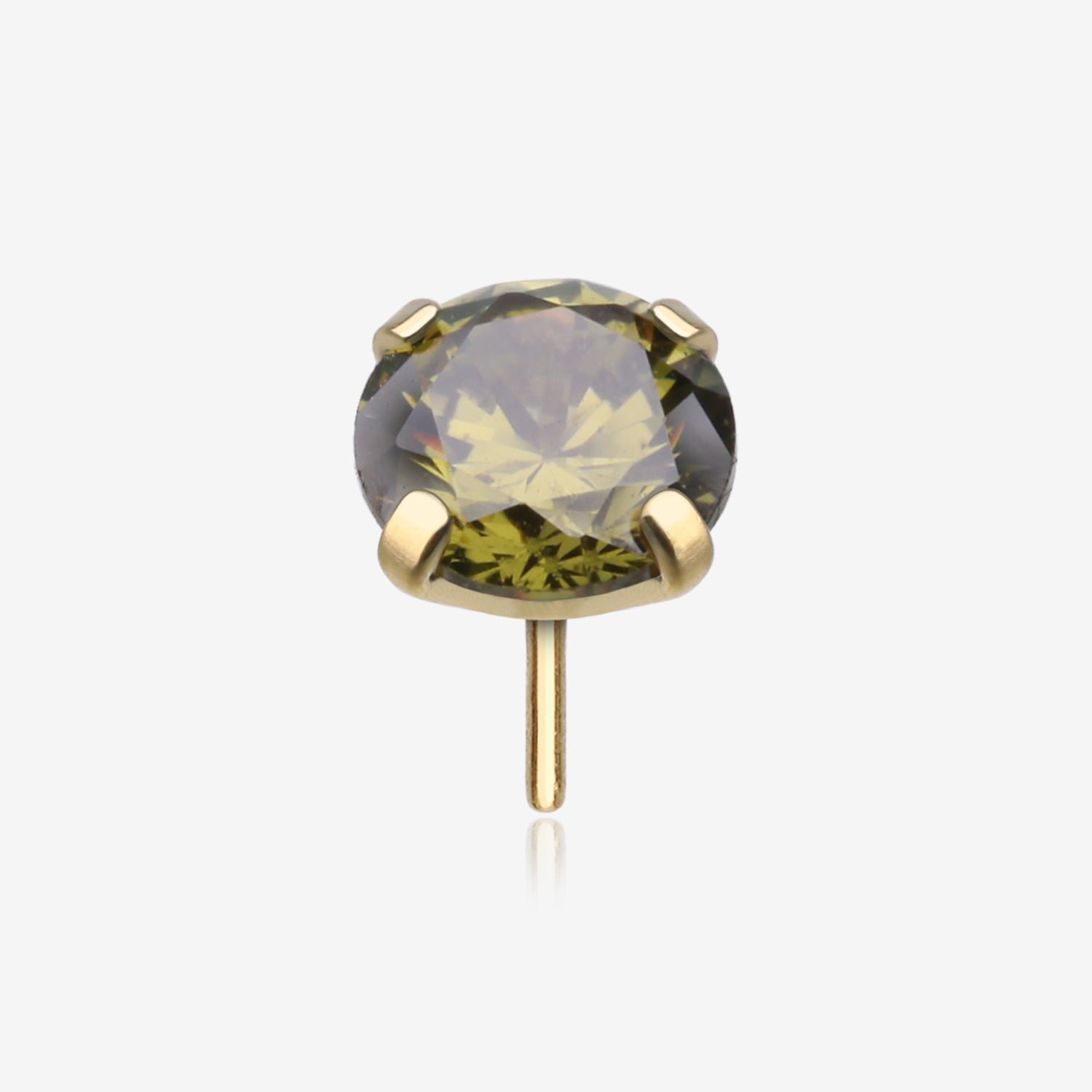 Pure24K Implant Grade Titanium OneFit Threadless Peridot CZ Prong Set Birthstone Gem Top Part