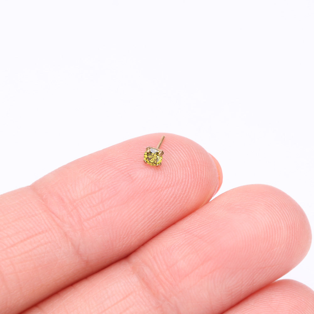 Detail View 2 of Pure24K Implant Grade Titanium OneFit Threadless Peridot CZ Prong Set Birthstone Gem Top Part