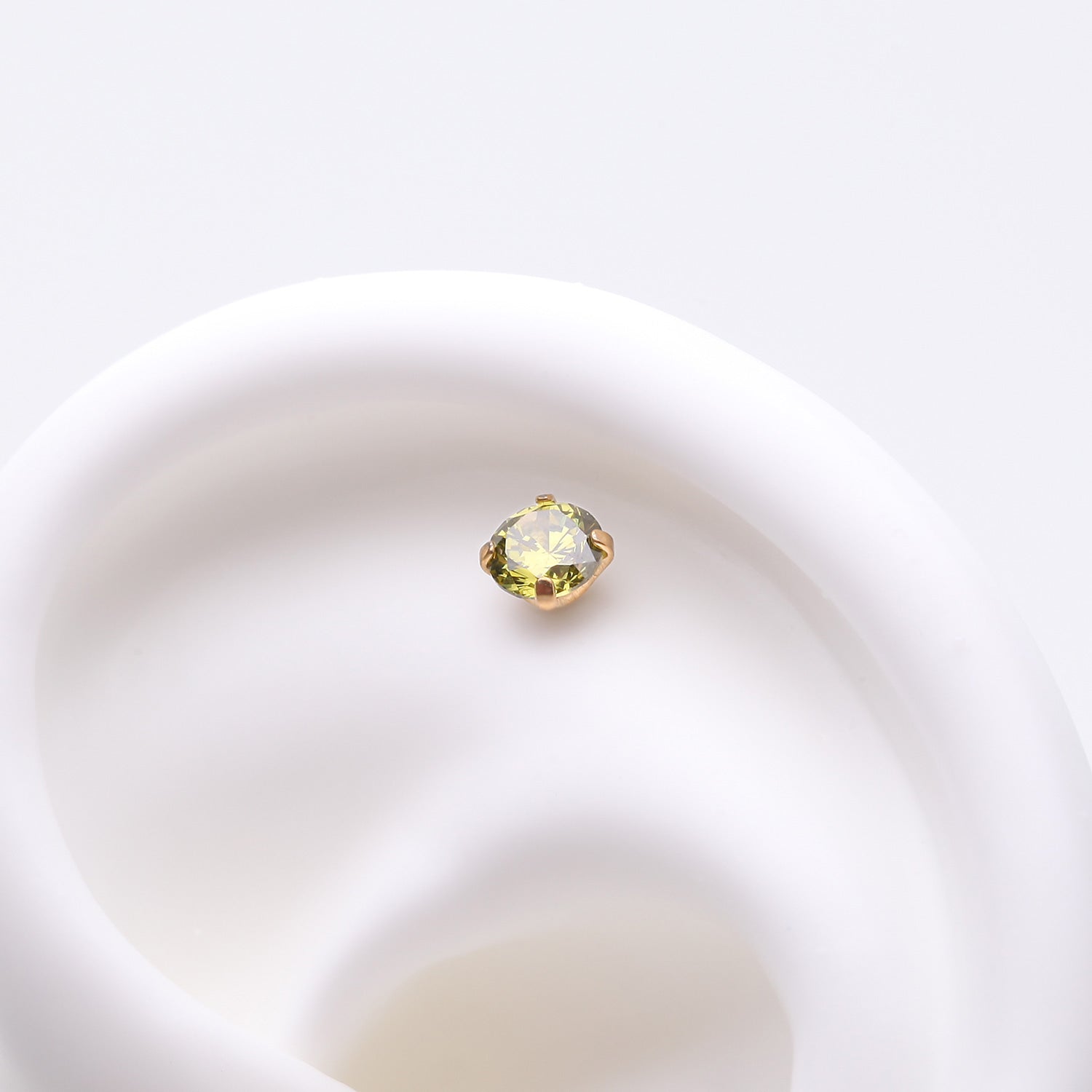 Detail View 1 of Pure24K Implant Grade Titanium OneFit Threadless Peridot CZ Prong Set Birthstone Gem Top Part