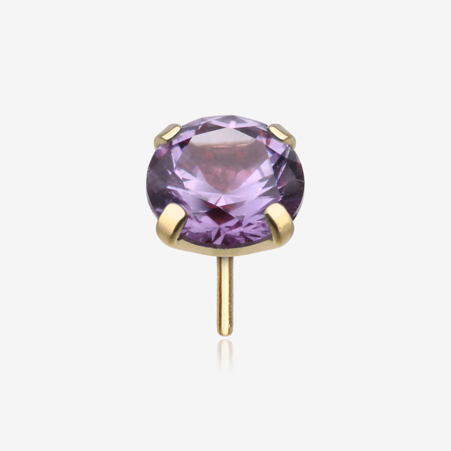 Pure24K Implant Grade Titanium OneFit Threadless Alexandrite CZ Prong Set Birthstone Gem Top Part
