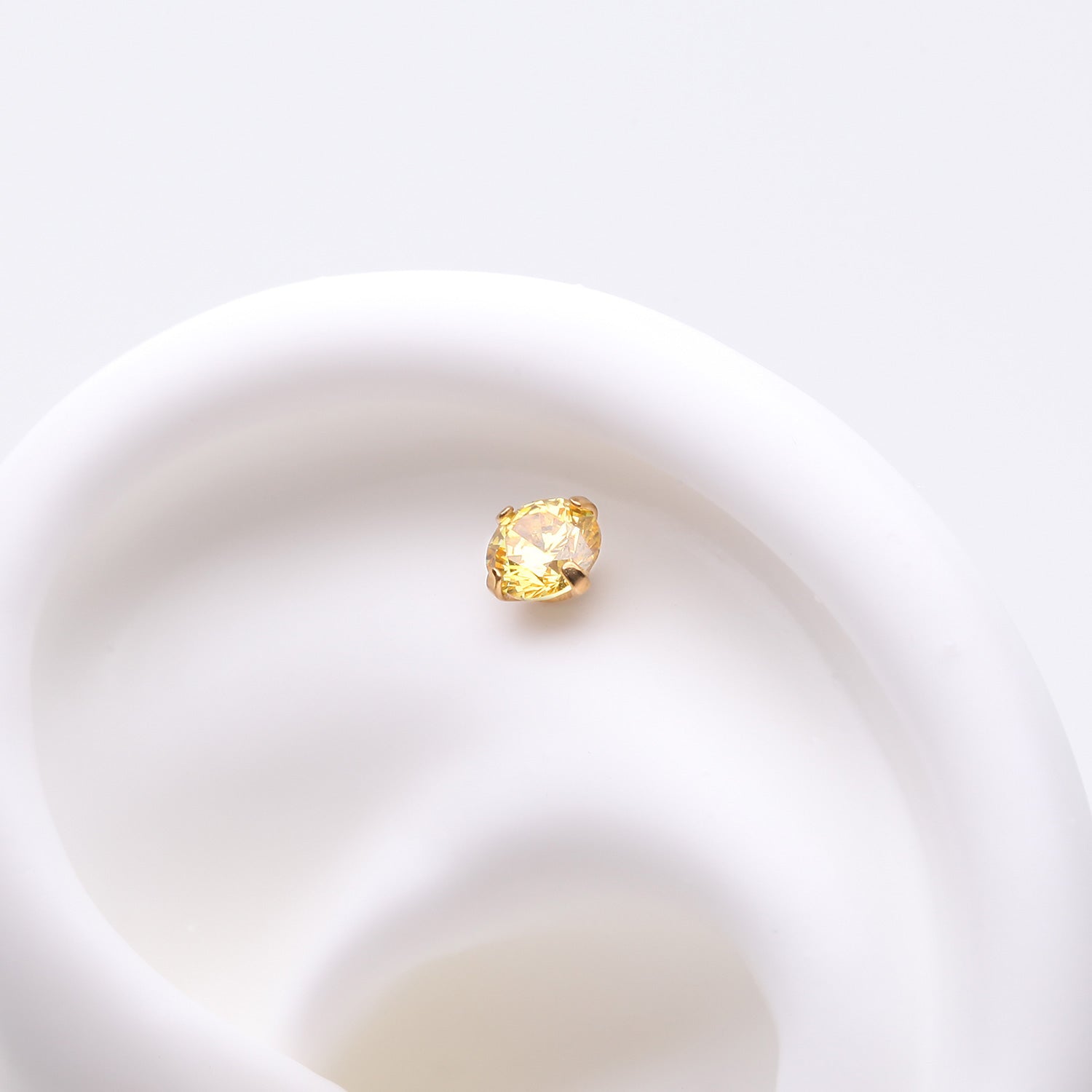 Detail View 1 of Pure24K Implant Grade Titanium OneFit Threadless Topaz CZ Prong Set Birthstone Gem Top Part
