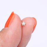 Detail View 2 of Pure24K Implant Grade Titanium OneFit Threadless Star Gem Sparkle Prong Top Part-Clear Gem