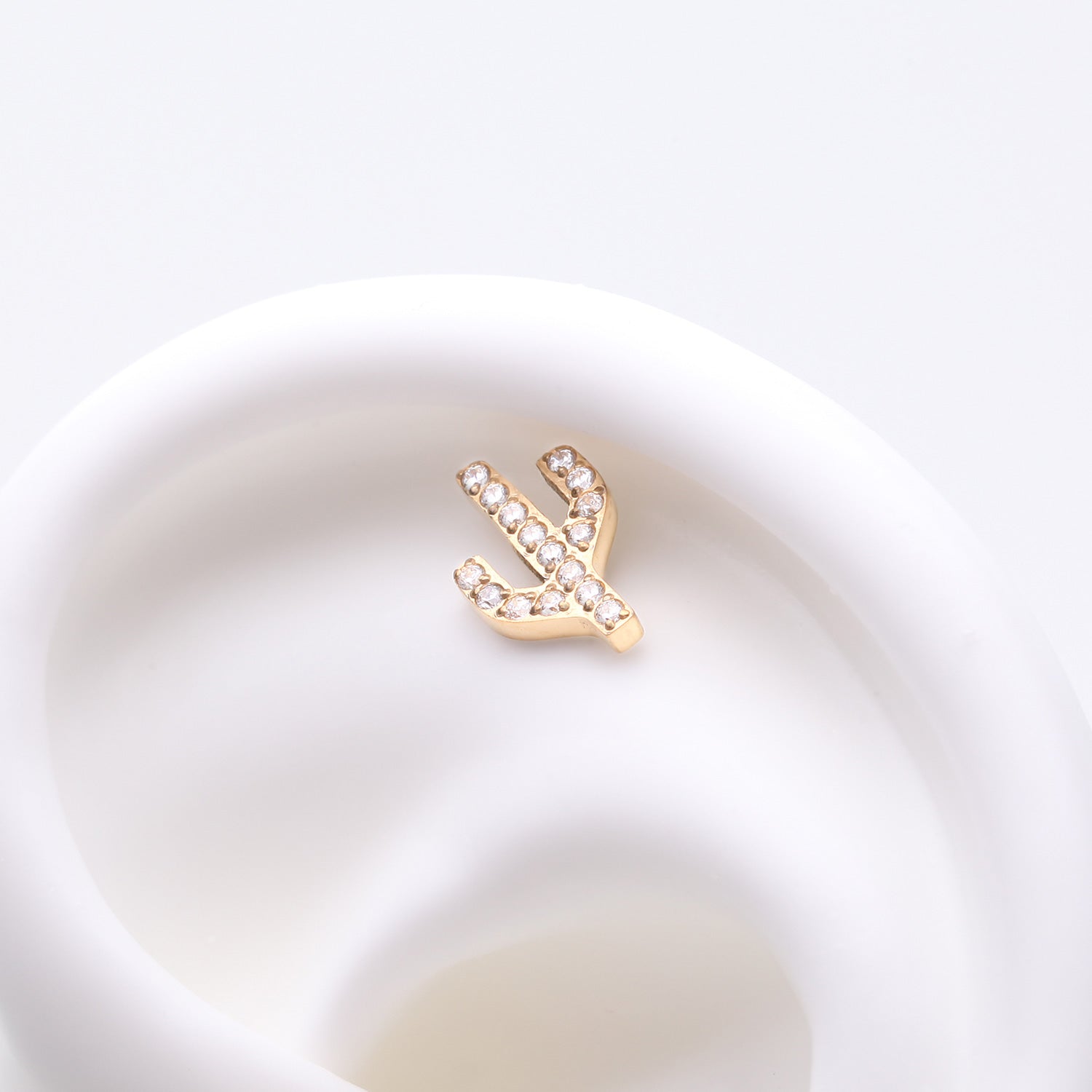 Detail View 1 of Pure24K Implant Grade Titanium OneFit Threadless Sparkle Cactus Multi-Gem Top Part-Clear Gem