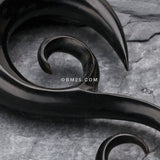 Detail View 2 of A Pair of Chrysalis Swirl Organic Horn Ear Gauge Taper Hanger