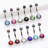 12 Pcs of Assorted Color Gem Ball Steel Belly Button Ring Package