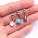 Detail View 2 of 3 Pcs of Assorted Precious Stone Prong Set Belly Button Ring Package