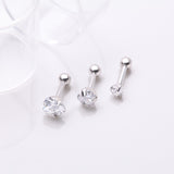 Detail View 1 of 3 Pcs of Assorted Size Heart Sparkle Gems Cartilage Tragus Barbell Earring Package-Clear Gem