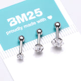 Detail View 3 of 3 Pcs of Assorted Size Star Sparkle Gems Cartilage Tragus Barbell Earring Package-Clear Gem