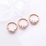 Detail View 1 of 3 Pcs of Assorted Rose Gold Dainty Gem Bendable Hoop Ring with Clear Retainer Package-Clear Gem