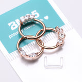Detail View 3 of 3 Pcs of Assorted Rose Gold Dainty Gem Bendable Hoop Ring with Clear Retainer Package-Clear Gem