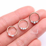 Detail View 2 of 3 Pcs of Assorted Rose Gold Dainty Gem Bendable Hoop Ring with Clear Retainer Package-Clear Gem