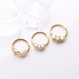 Detail View 1 of 3 Pcs of Assorted Golden Dainty Gem Bendable Hoop Ring with Clear Retainer Package-Clear Gem