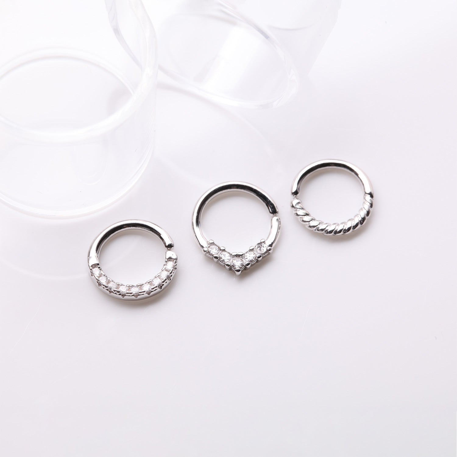 Detail View 1 of 3 Pcs of Assorted Essential Bendable Hoop Ring Package
