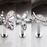 Detail View 1 of 3 Pcs Pack of Assorted Honey Bee Flower Leaf Internally Threaded Labret
