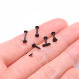 Detail View 2 of 5 Pcs of Assorted Style Blackline Minimalistic Internally Threaded Labret Flat Back Stud Package