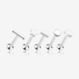 5 Pcs of Assorted Style Minimalistic Internally Threaded Labret Flat Back Stud Package