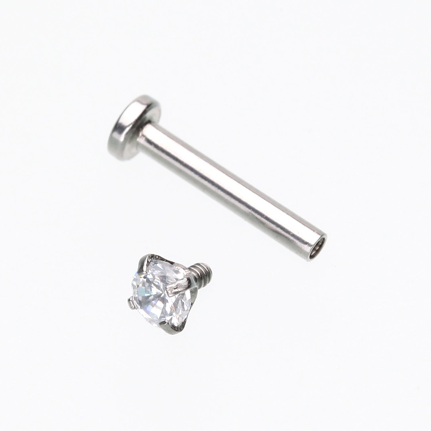 Detail View 1 of 3 Pcs Pack of Assorted Prong Set Sparkle Gem Steel Micro Labret-Clear Gem
