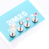 Detail View 4 of 4 Pcs of Assorted Gemstone Crystal Internally Threaded Labret Package