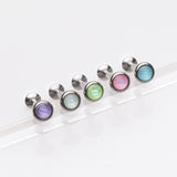 5 Pcs of Iridescent Revo Bezel Set Internally Threaded Labret Package