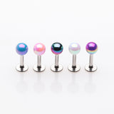 5 Pcs of Assorted Color Iridescent Metallic Coated Steel Labret Package
