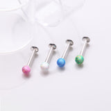 Detail View 1 of 3 Pcs of Assorted Fire Opal Ball Top Internally Threaded Labret Flat Back Stud Package