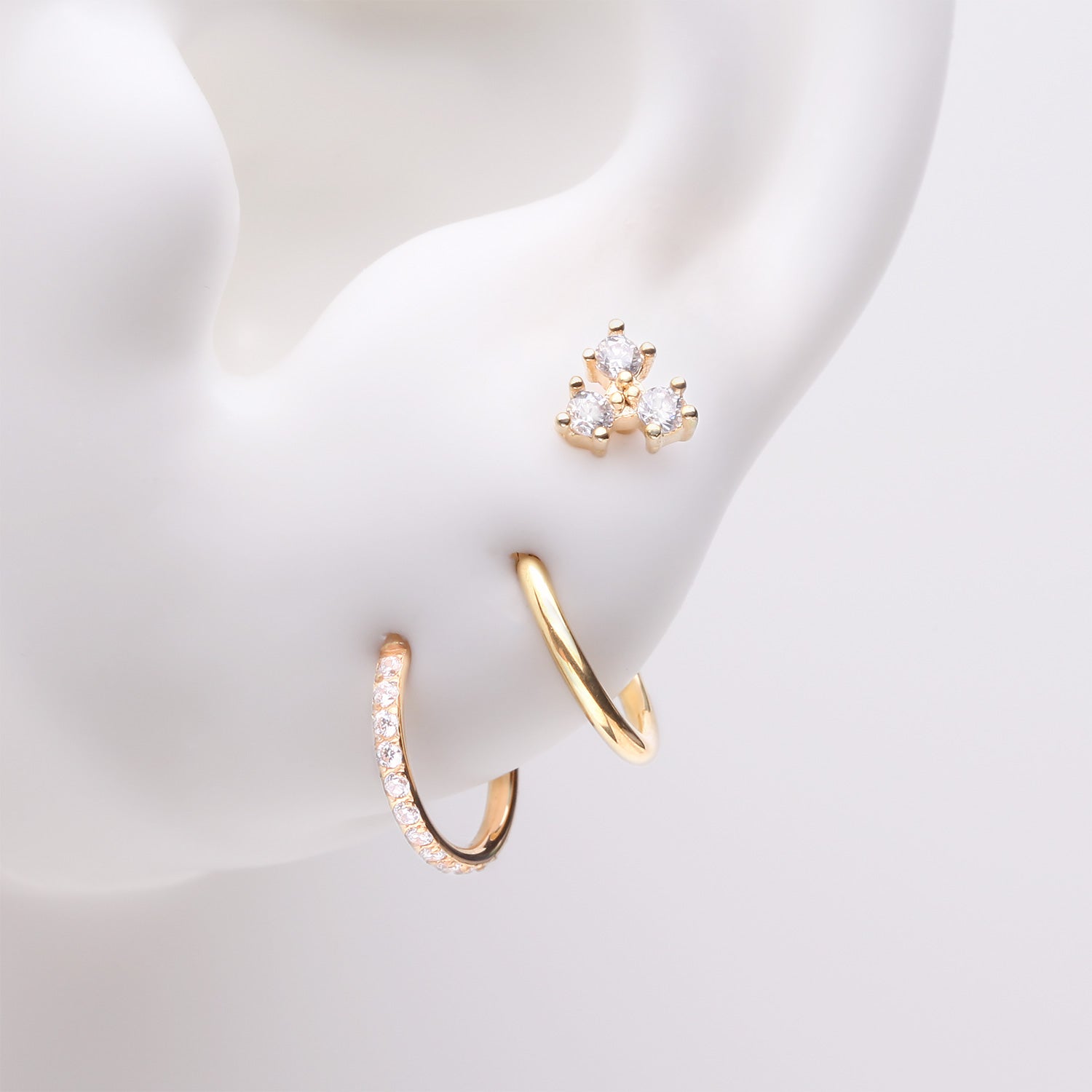 3 Pcs of Assorted Everyday Golden Sparkle Trinity Stud & Clicker Package