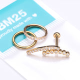 Detail View 2 of 3 Pcs of Assorted Everyday Golden Curvature Sparkle Lined Stud & Clicker Package