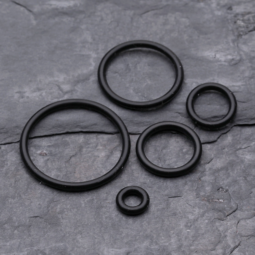 Detail View 2 of A Pair of Hypo-Allergenic Silicone O-Ring-Black