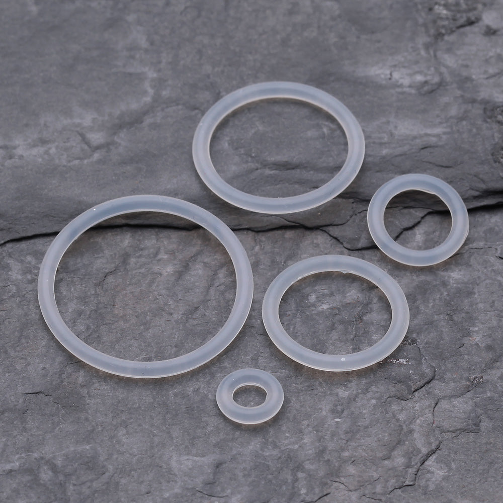 Detail View 2 of A Pair of Hypo-Allergenic Silicone O-Ring-Clear Gem