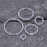 Detail View 2 of A Pair of Hypo-Allergenic Silicone O-Ring-Clear Gem