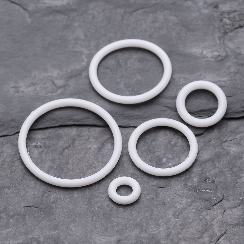Detail View 2 of A Pair of Hypo-Allergenic Silicone O-Ring-White