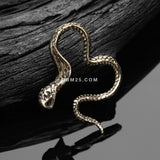 Detail View 2 of A Pair of Vicious Cobra Snake Swirl Golden Brass Hoop Ear Weight Hanger