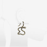 Detail View 1 of A Pair of Vicious Cobra Snake Dance Golden Brass Hoop Ear Weight Hanger