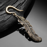 Detail View 2 of A Pair of Vintage Enchanted Bali Feather Golden Brass Ear Weight Hanger