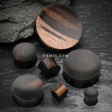 Detail View 2 of A Pair of Concave Tiger Ebony Wood Double Flared Plug