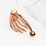 Detail View 1 of Rose Gold Skeleton Hand of Death Curved Barbell