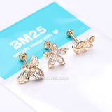 Detail View 2 of 3 Pcs Pack of Assorted Golden Honey Bee Flower Leaf Internally Threaded Labret