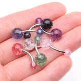 Detail View 2 of 7 Pcs of Assorted Color Acrylic Glitter Ball Belly Button Ring Package