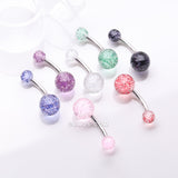 Detail View 1 of 7 Pcs of Assorted Color Acrylic Glitter Ball Belly Button Ring Package