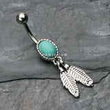 3 Pcs of Vintage Turquoise Dangle Belly Ring Pack-Blue/Aqua