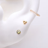 3 Pcs of Assorted Everyday Dainty Peridot CZ Pure24K Titanium Stud x Clicker Package