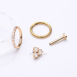 Detail View 1 of 3 Pcs of Assorted Everyday Golden Sparkle Trinity Stud & Clicker Package