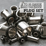 Detail View 1 of 14 to 00 Gauge Single Flared Ear Gauge Plug Set-Steel