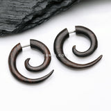 Detail View 1 of A Pair of Arang Wood Fake Spiral Hanger Earring