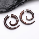 Detail View 1 of A Pair of Rosewood Fake Spiral Hanger Earring