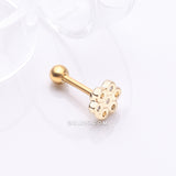 Detail View 1 of Golden Honeycomb Bee Hive Sparkle Cartilage Tragus Barbell Stud-Clear Gem