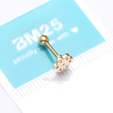 Detail View 3 of Golden Honeycomb Bee Hive Sparkle Cartilage Tragus Barbell Stud-Clear Gem