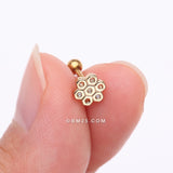 Detail View 2 of Golden Honeycomb Bee Hive Sparkle Cartilage Tragus Barbell Stud-Clear Gem