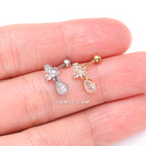 Detail View 3 of Trinity Sparkle Teardrop Dangle Cartilage Tragus Barbell Stud-Clear Gem