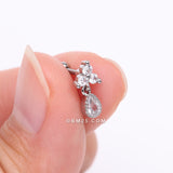 Detail View 2 of Trinity Sparkle Teardrop Dangle Cartilage Tragus Barbell Stud-Clear Gem